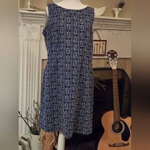 Blue and White Chain Pattered Talbots 14 P Dress
